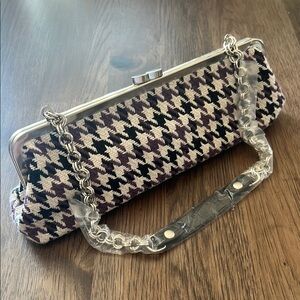 Apt.9 Clutch Purple and Black Pattern Purse With Chain Strap